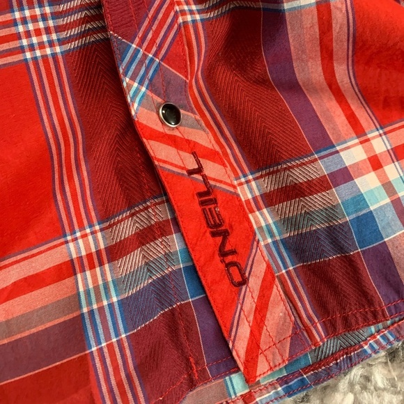 Oneill Women’s Plaid Red Pink Snap On Button Down Long Sleeve Shirt Size… - Picture 14 of 17